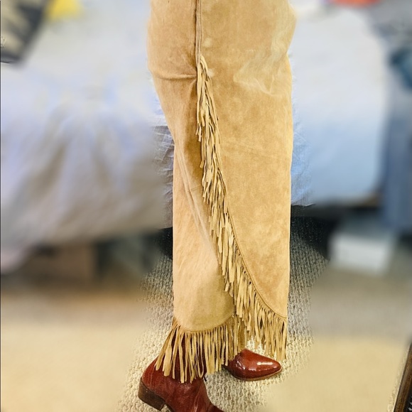 lew magram Dresses & Skirts - VINTAGE SUEDE  hippie  boho wrap skirt 6 festival